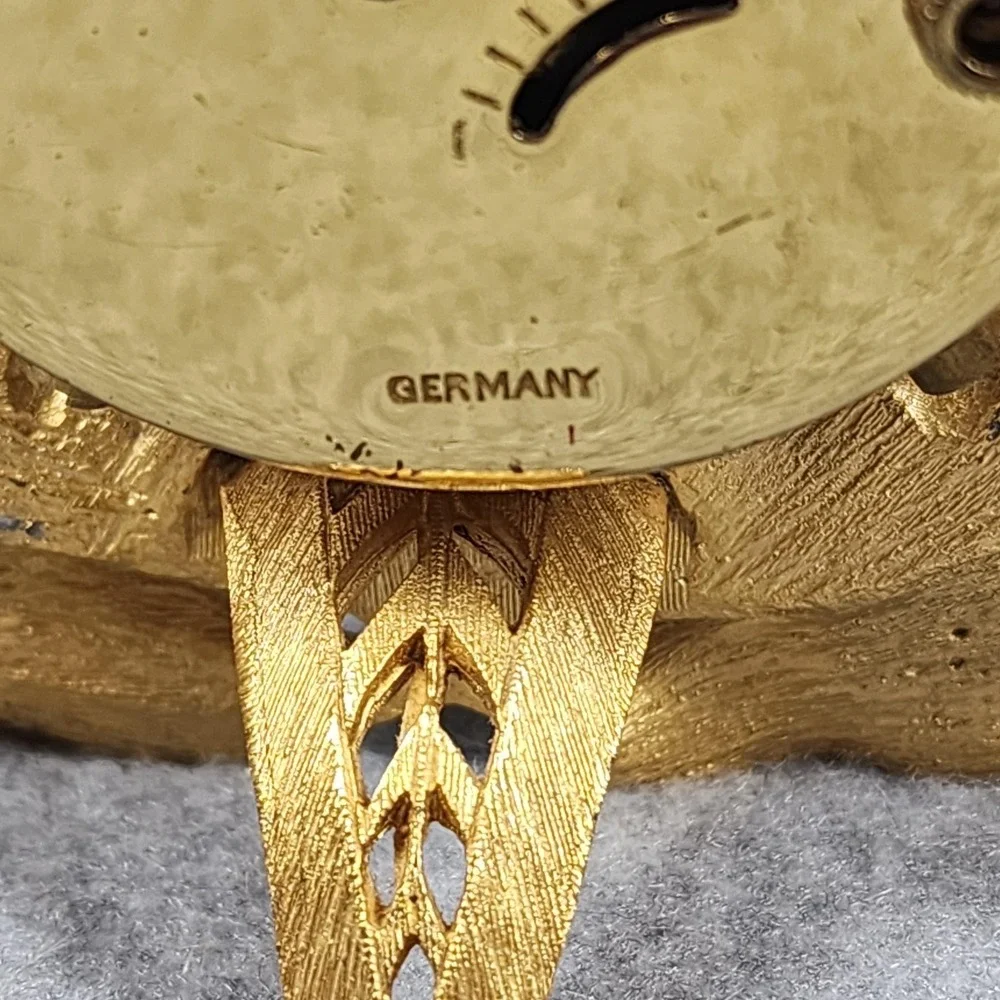 Vintage Landau Tulip Alarm Clock West Germany Gold Tone Hana‎ Glow Hands